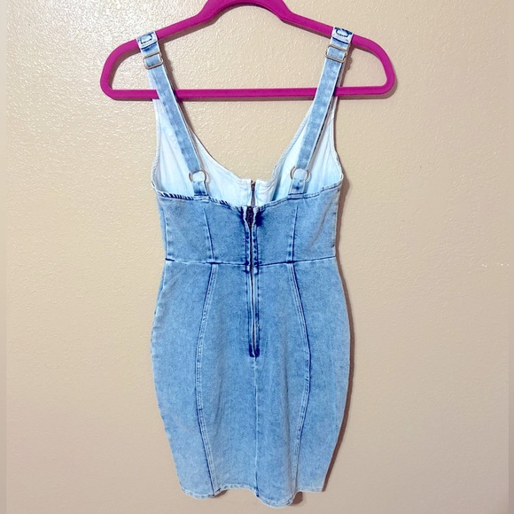 Selfie Leslie | RHYTHM WIDE STRAP BODYCON MINI DRESS WASHED BLUE - Picture 2 of 3